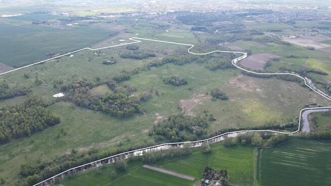 Działki rolne 247 ha / las / linia brzegowa rzeki Łyny / pot