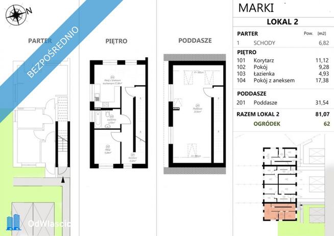 Marki k/Warszawy, komfortowe 3 pokoje w segmencie.