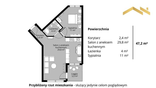 1. Piętro | 2 pokoje z loggią | Blok 2007 r.