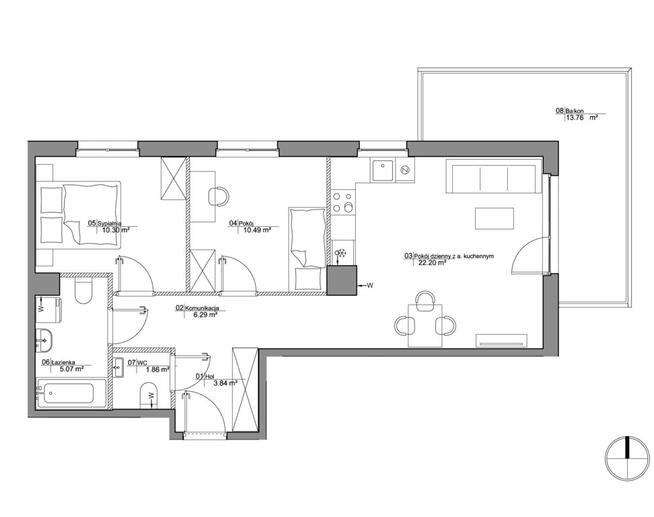 Mieszkanie 3 pokojowe z balkonem | Ursynów