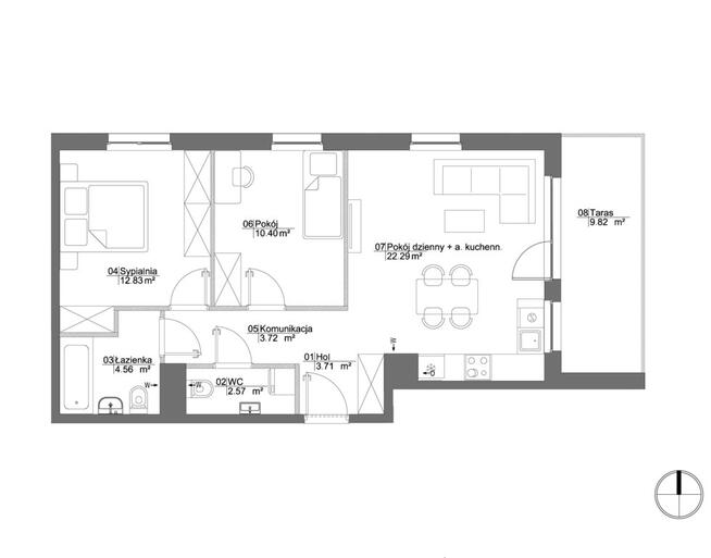 Mieszkanie 3 pokojowe z tarasem | Ursynów