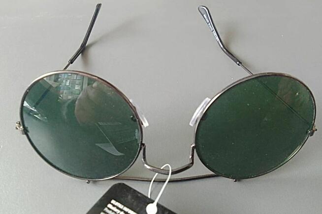 Okulary przeciwsłoneczne OXON okrągłe Lenonki ciemne NOWE