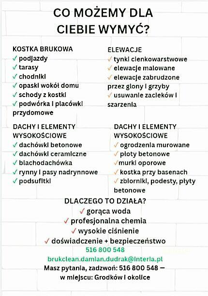 Mycie ciśnieniowe kostka elewacja dach
