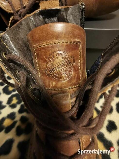 Ładne Lekkie Trapery za kostkę DENIM Rozm 43 Skóra naturalna