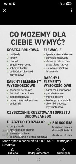 Mycie ciśnieniowe kostka elewacja dach