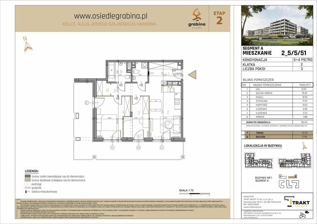 3-pokojowe mieszkanie Osiedle Ślichowice Grabina etap 2