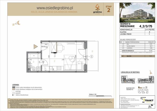 Apartament typu studio kawalerka w nowym budownictwie Kielce