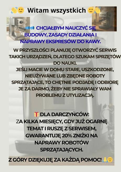 Rozpoczynam przygotowania do otwarcia serwisu ekspresów do k