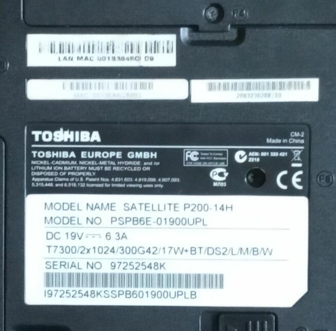 Laptop Toshiba P200