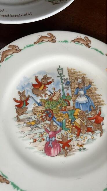 Talerzyk z króliczkami. Bunnykins. 1936 Royal Doulton. Mad