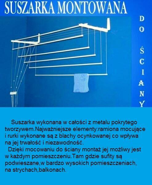 Suszarki sufitowe, ścienne,powystawowe.