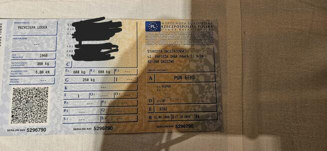 sprzedam pozostałość po przyczepie