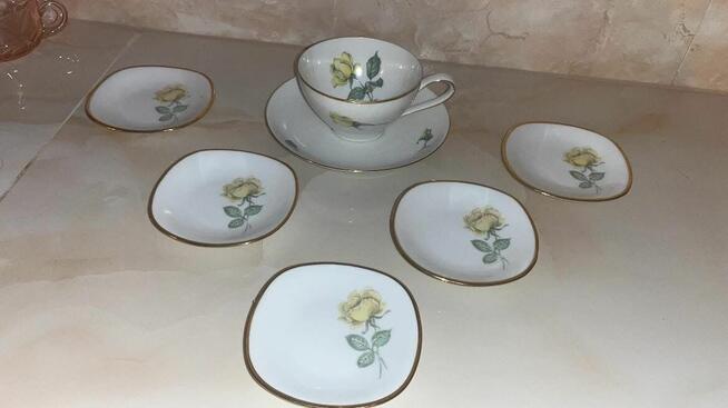 Filiżanka z talerzykiem deserowym. Rosenthal. Sygnatura T