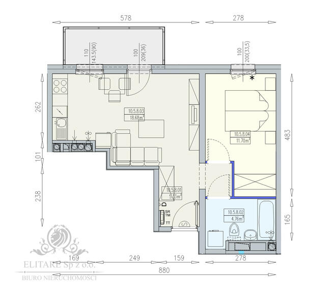 Mieszkanie 2pok. o pow 40,47m2 z balkonem/ Krzyki Wrocław
