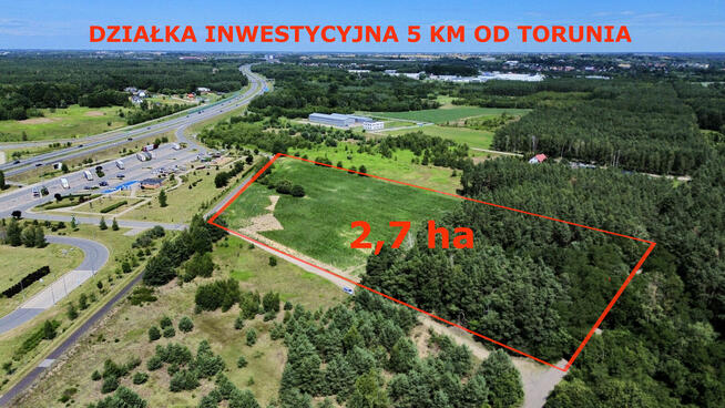 Działka inwestycyjna 1,7 ha Lubicz Dolny przy A1
