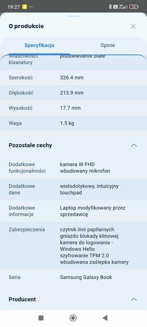 Laptop Samsung 14 cali gwarancja do 2029r. 16gb 2 TB