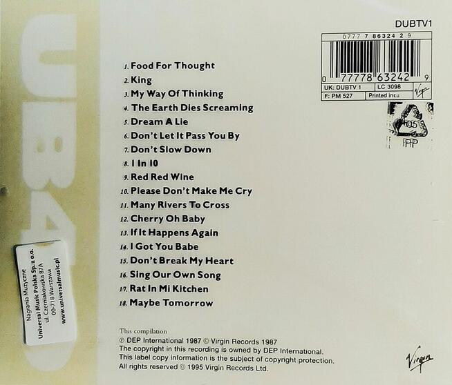 Sprzedam Album UB40 The Best of Volume One - CD Nowy !