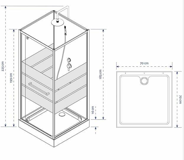 Kompletny prysznic Marwell Dusy 70 x 70 x 225 cm