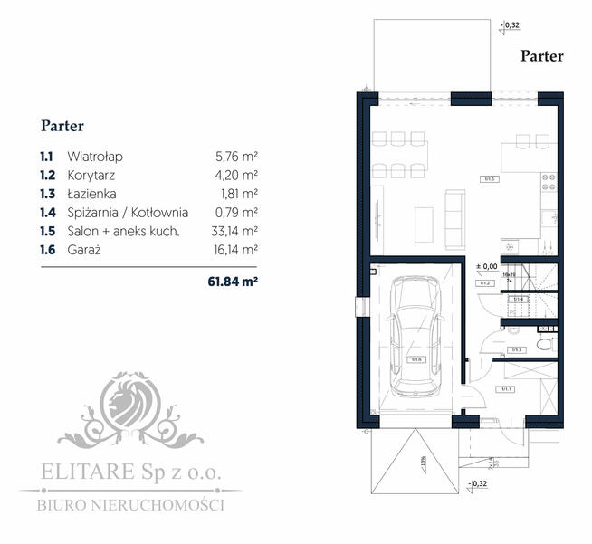Dom w zab. bliźniaczej o pow. uż.105,27 z garażem+16,10m2/Iwiny