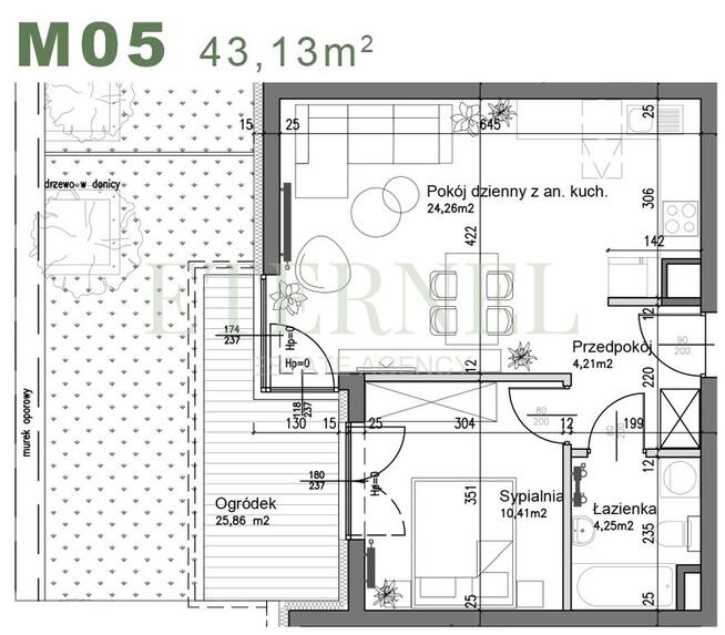 Funkcjonalne mieszkanie 2-pokojowe z ogródkiem 43m
