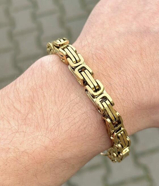 Grubą bransoletka męska splot królewski stal chirurgiczna