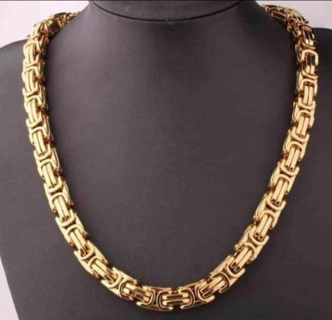 Gruby łańcuszek męski splot królewski stal waga 130gram 9mm