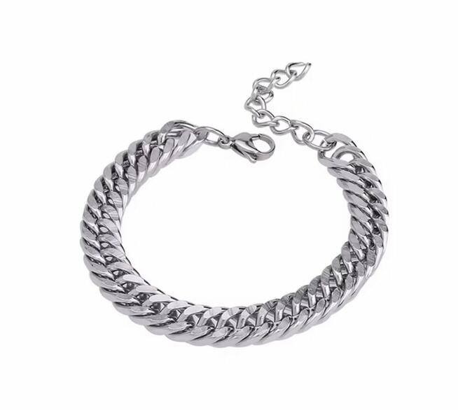Posrebrzana Bransoletka Męska stal chirurgiczna splot pancer