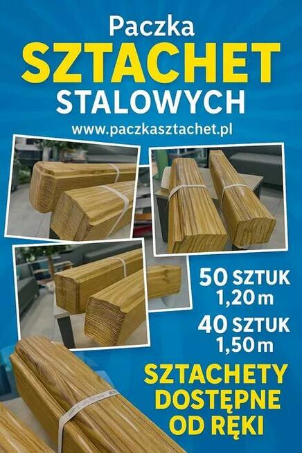 PACZKA SZTACHET stalowych ZŁOTY DĄB 1.50m i 1.20m na ogrodze