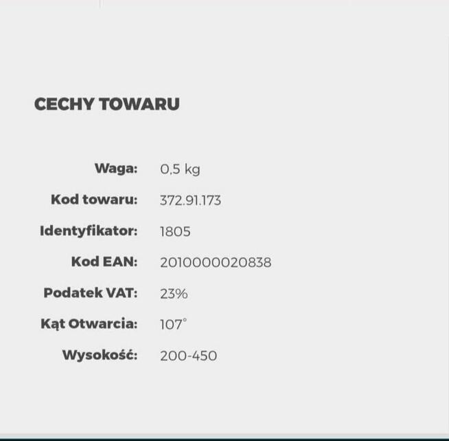 Zawiasy FREE FLAP 1, 7 mod B.107 sprzedam