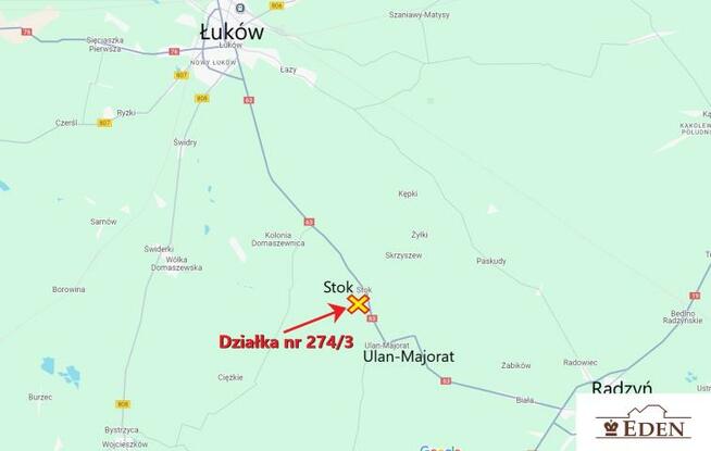 Działka budowlana Stok gm. Ulan-Majorat