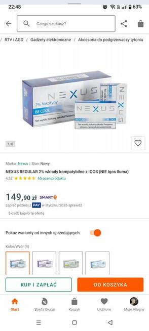 Podgrzewacz e-papieros NEXONE+ 2x kartony wkładów POLECAM