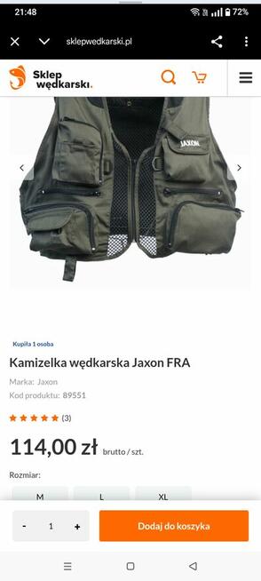 Kamizelka wędkarska męska firmy JAXON rozmiar uniwersalny PO