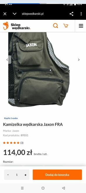 Kamizelka wędkarska męska firmy JAXON rozmiar uniwersalny PO