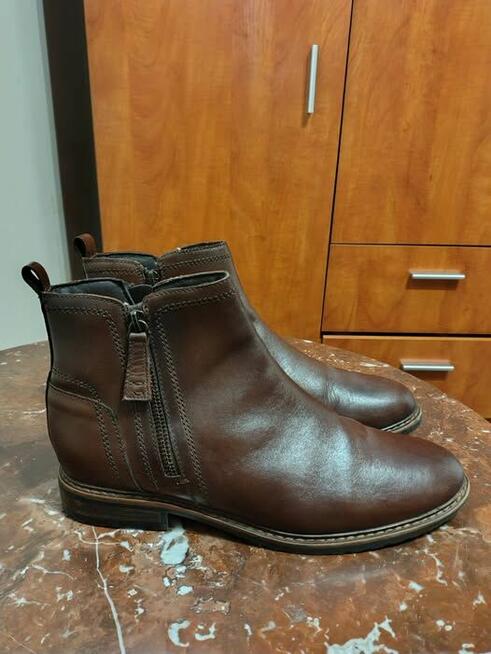 sprzedam botki brązowe skórzane damskie