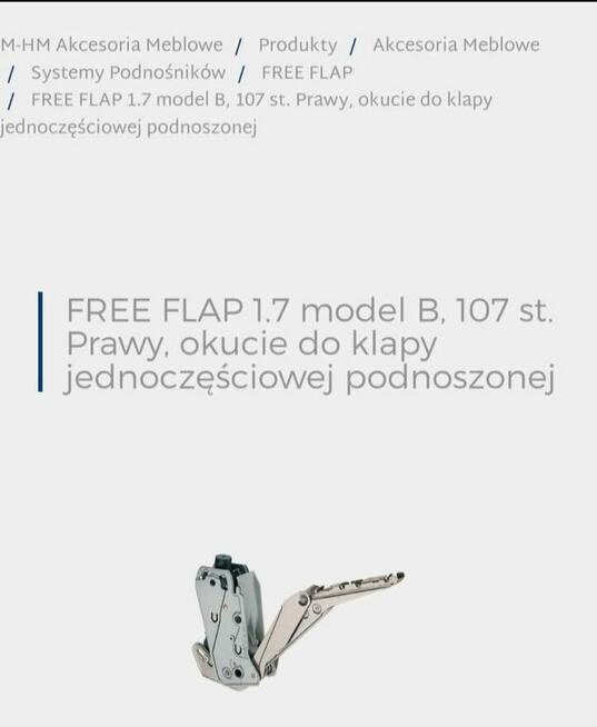 Zawiasy FREE FLAP 1, 7 mod B.107 sprzedam
