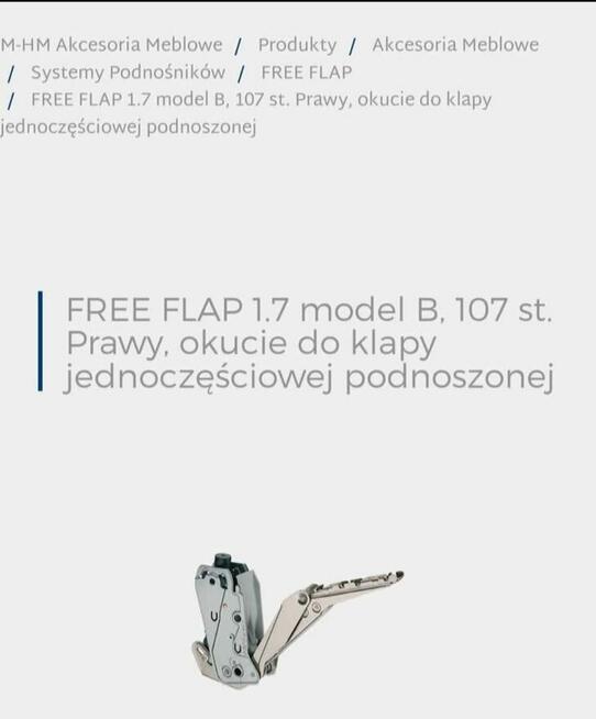 Zawiasy FREE FLAP 1, 7 mod B.107 sprzedam