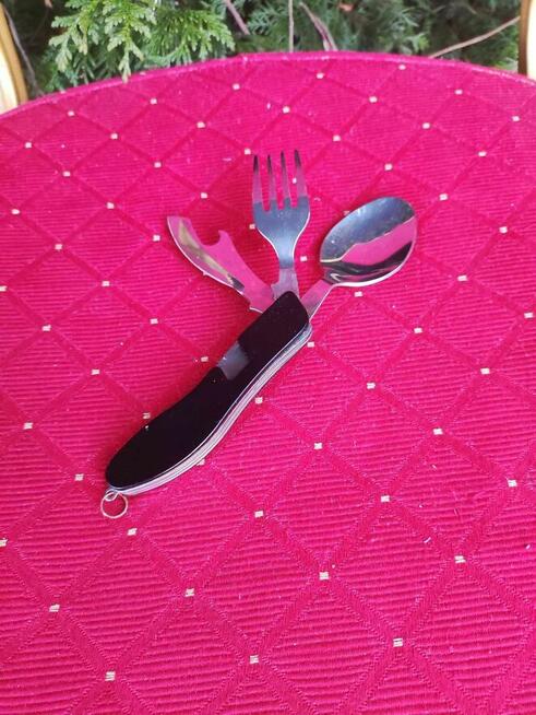 Niezbędnik Turystyczny Składany Łyżka Nóż Widelec Otwieracz