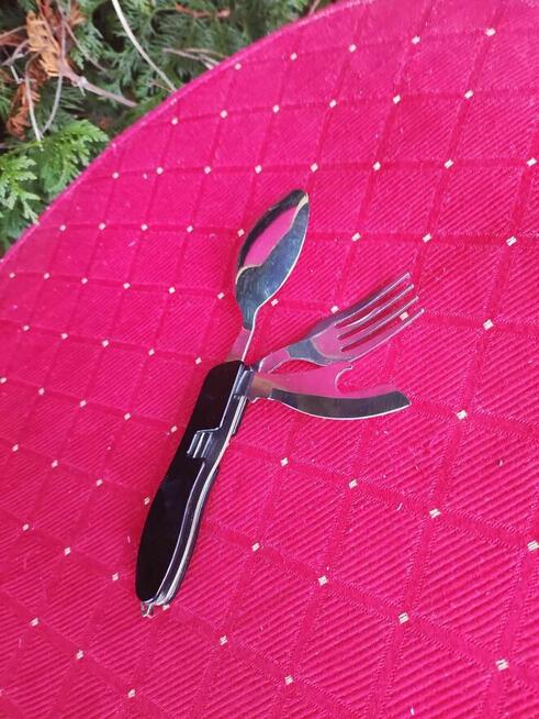 Niezbędnik Turystyczny Składany Łyżka Nóż Widelec Otwieracz