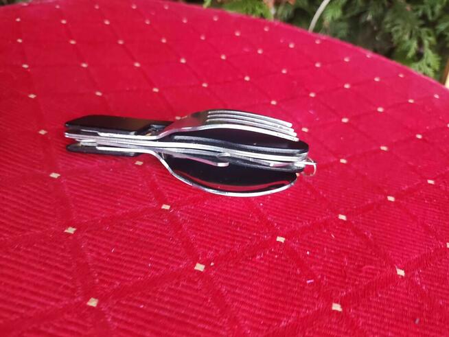 Niezbędnik Turystyczny Składany Łyżka Nóż Widelec Otwieracz