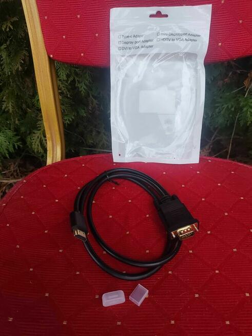 Adapter przewód HDMI do VGA kabel HD Full HD do komputera PC