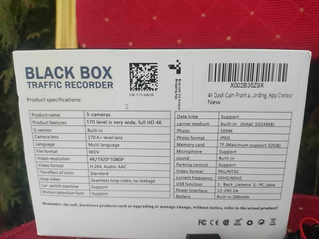 Kamera Samochodowa Wideorejestrator 1080P Przód Tył Wnętrze