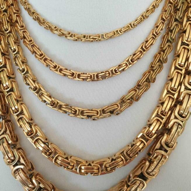 Gruby łańcuszek męski splot królewski stal waga 130gram 9mm