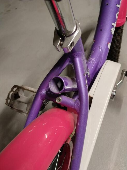 Rower dziecięcy fioletowo-różowy koła 16 + kółka boczne