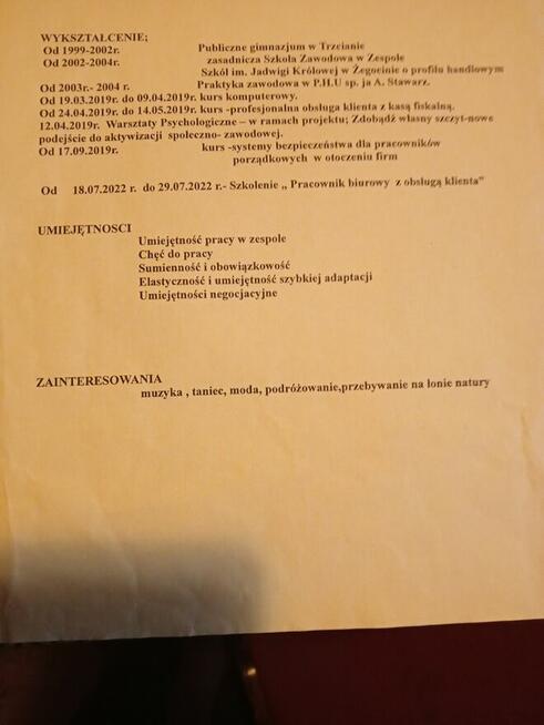 Kobieta 39 lat poszukuje pracy w Limanowej.