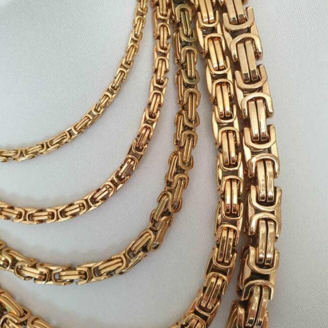 Gruby łańcuszek męski splot królewski stal waga 130gram 9mm