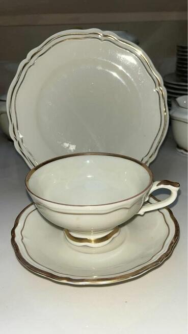 Serwis na 9 osób. Hackefors. Ręcznie malowany złotem