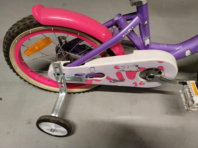 Rower dziecięcy fioletowo-różowy koła 16 + kółka boczne