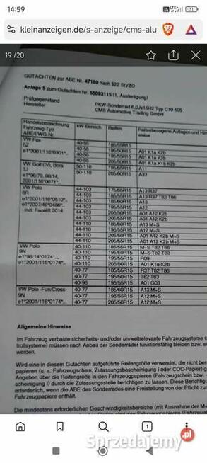 Felgi aluminiowe CMS 15 6.0j5x100 et38 VW Audi Skoda Seat