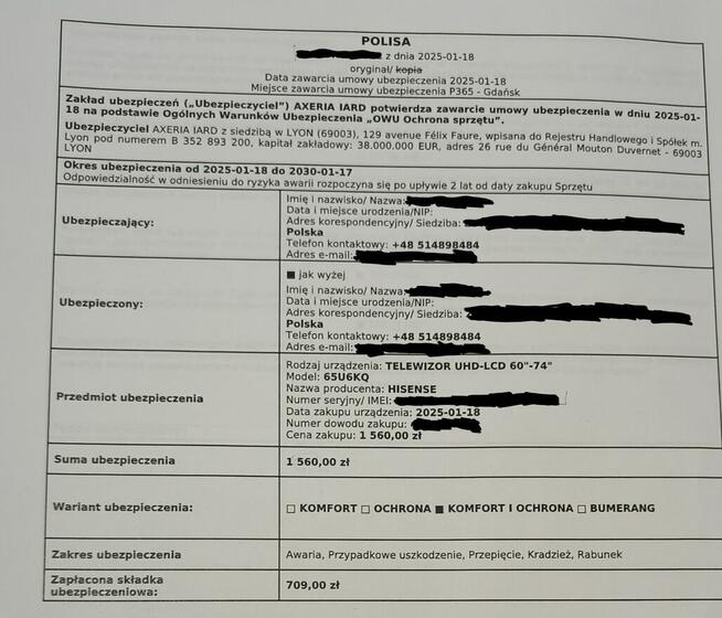 TV Hisense 65U6KQ Mini-LED 65 kalibracja Gwarancja + 2030r.