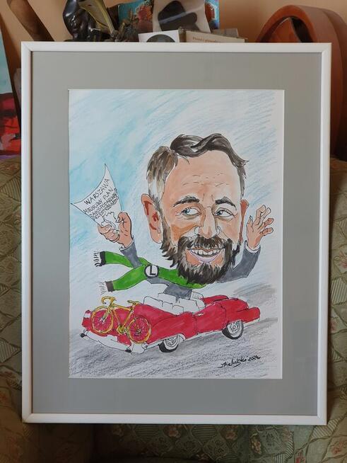 Maluje obrazy i kopie, rysuje portrety i karykatury ze zdjec